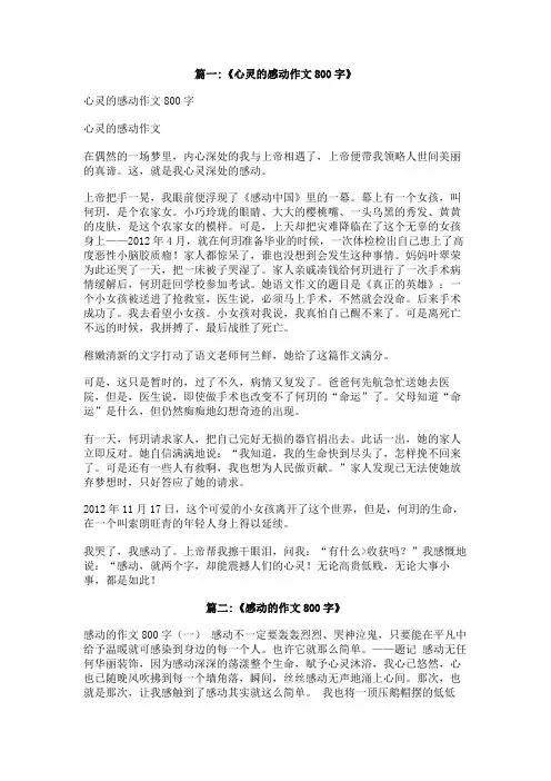 感动触动了我的心灵作文800