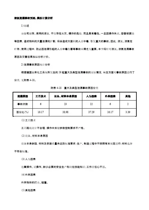 液氯泄漏事故预测、模拟计算分析