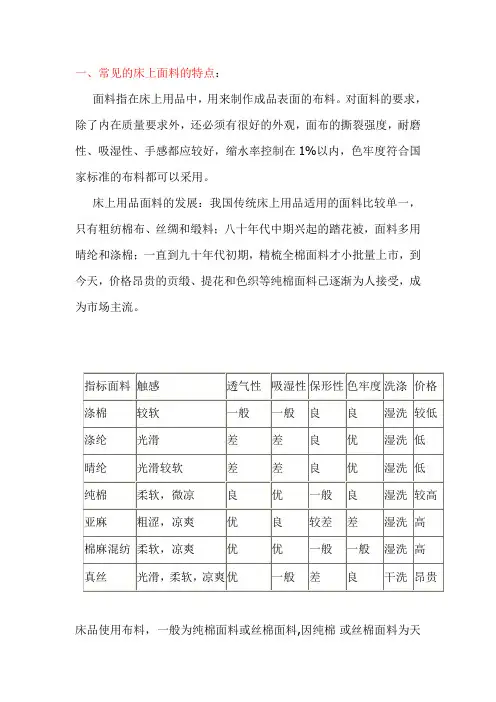 床上用品面料基础知识