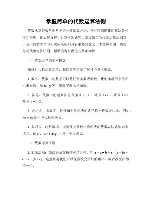 掌握简单的代数运算法则