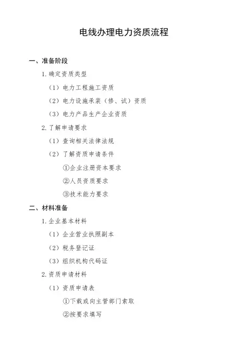 电线办理电力资质流程