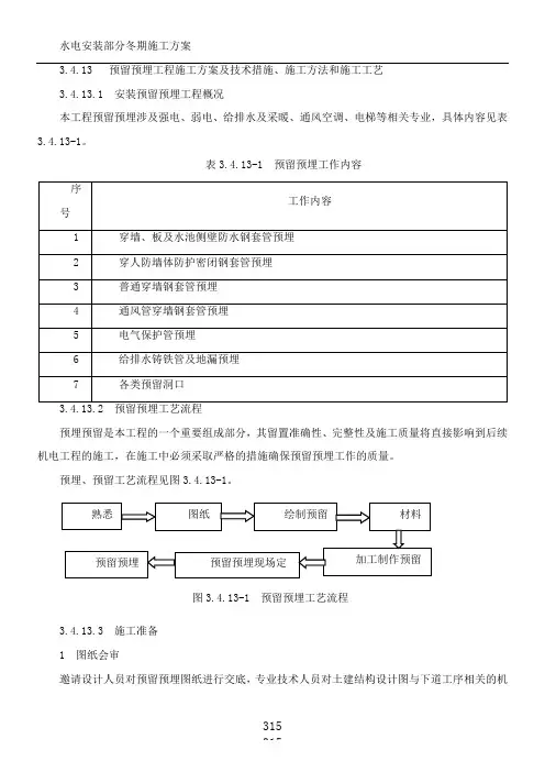 水电安装预留预埋施工方案