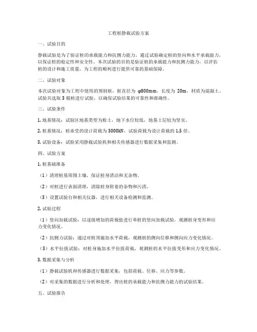 工程桩静载试验方案