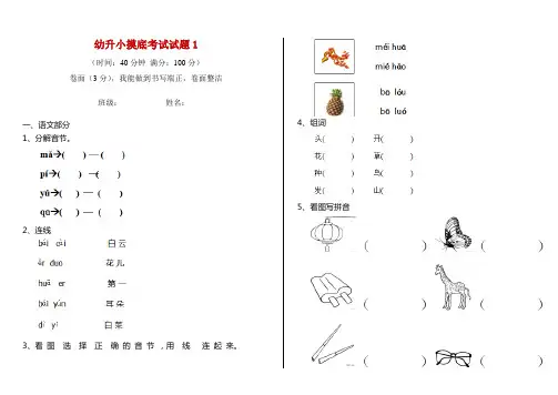 幼升小摸底考试试题1