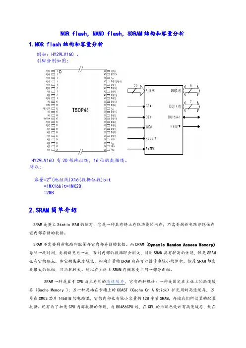 NOR ,SRAM,SDRAM,NAND结构和容量计算