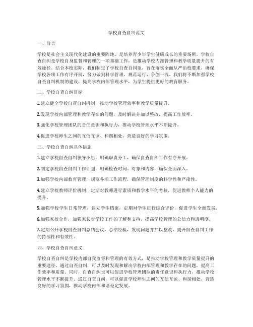学校自查自纠范文