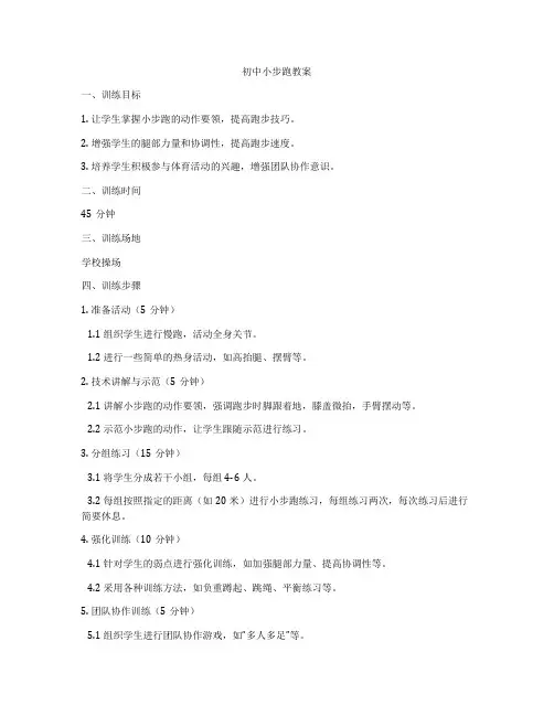 初中小步跑教案