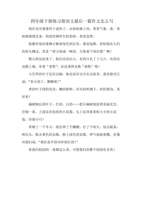 四年级下册练习册语文最后一篇作文怎么写