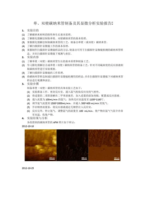 单、双壁碳纳米管制备及其显微分析