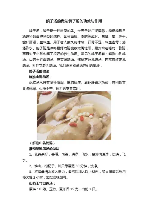 鸽子汤的做法鸽子汤的功效与作用