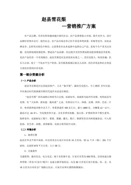 赵县雪花梨营销推广专项方案