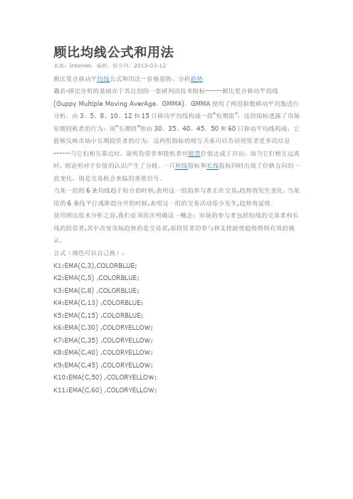 顾比均线公式和用法