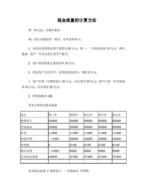 现金流量的计算方法