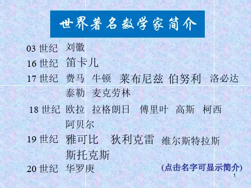 世界著名数学家简介-手抄报ppt课件