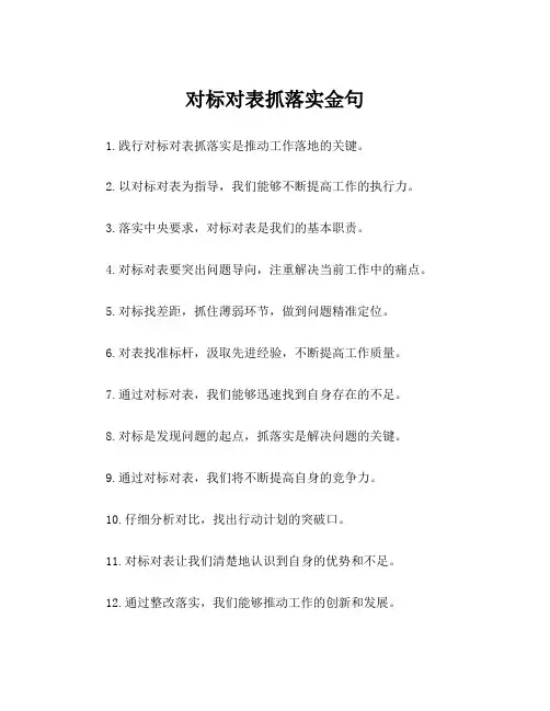 对标对表抓落实金句