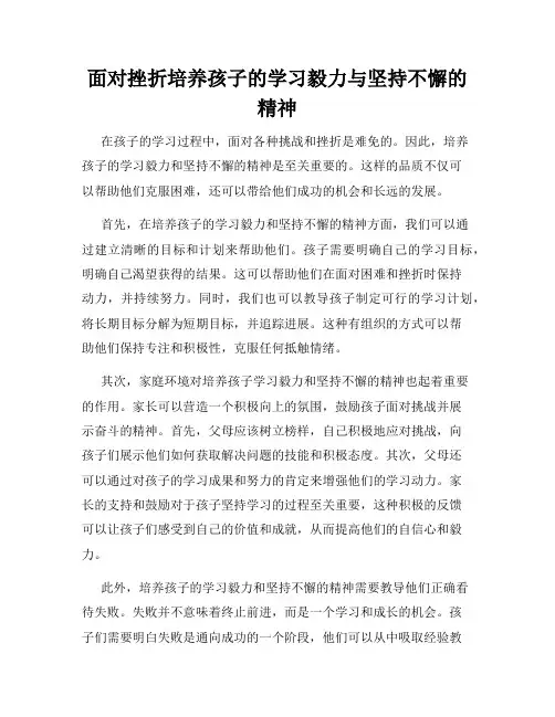 面对挫折培养孩子的学习毅力与坚持不懈的精神