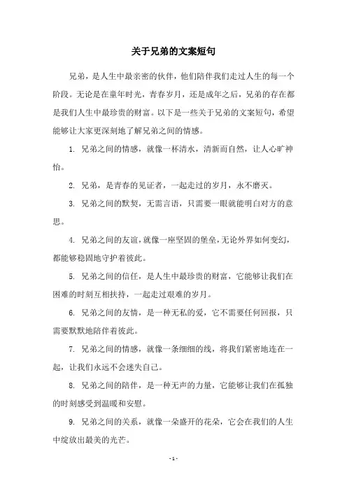 关于兄弟的文案短句