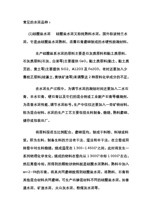 常见的水泥品种