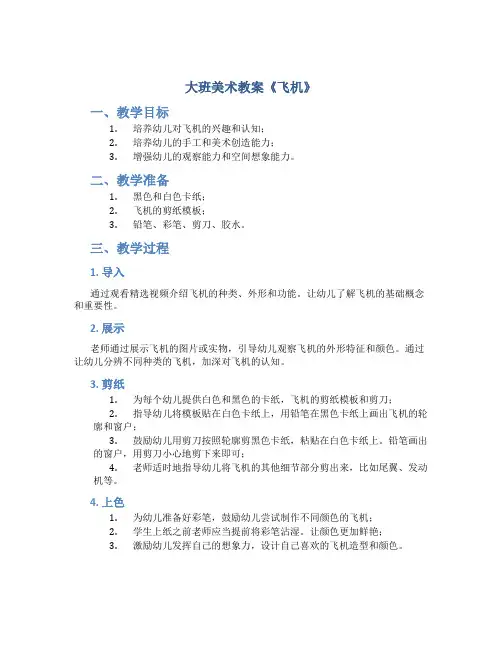 大班美术教案《飞机》