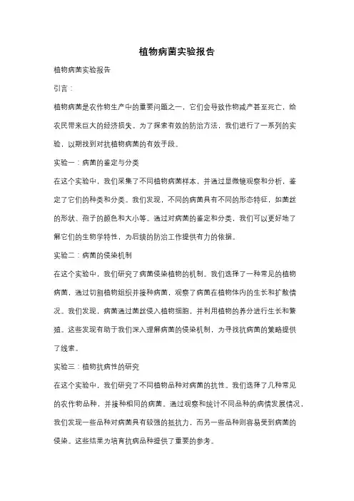 植物病菌实验报告