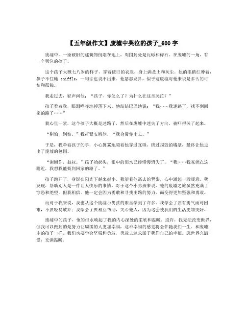 【五年级作文】废墟中哭泣的孩子_600字
