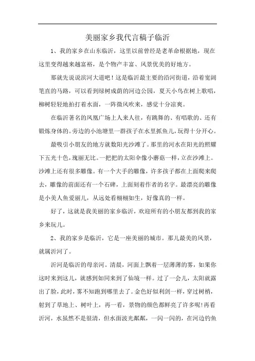 美丽家乡我代言稿子临沂