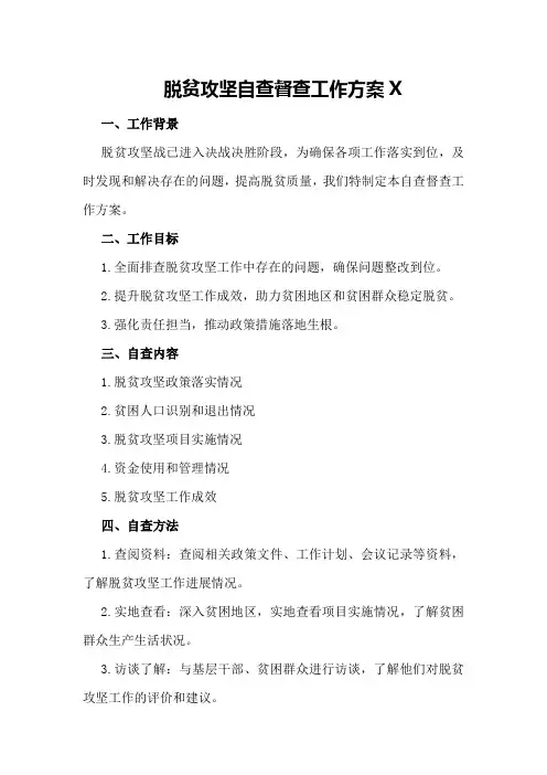 脱贫攻坚自查督查工作方案x