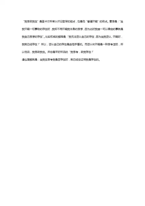 我思故我在通俗理解