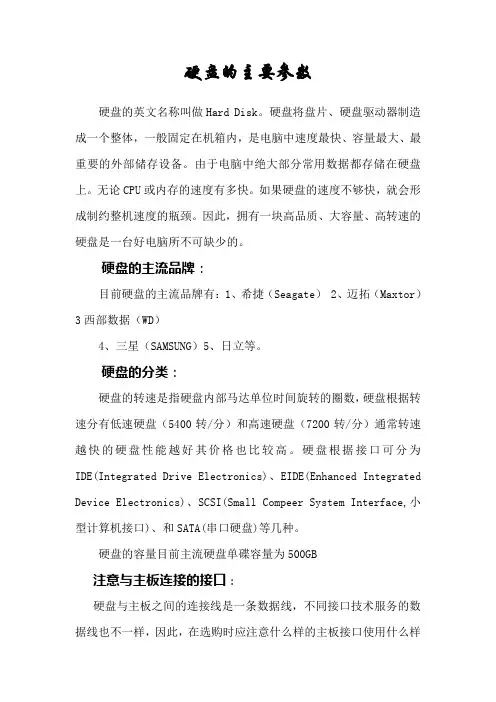 硬盘的主要参数