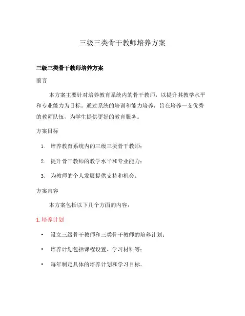 三级三类骨干教师培养方案