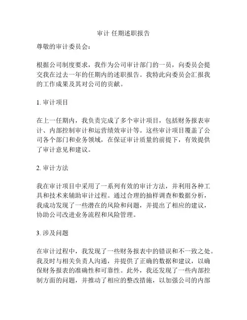 审计 任期述职报告