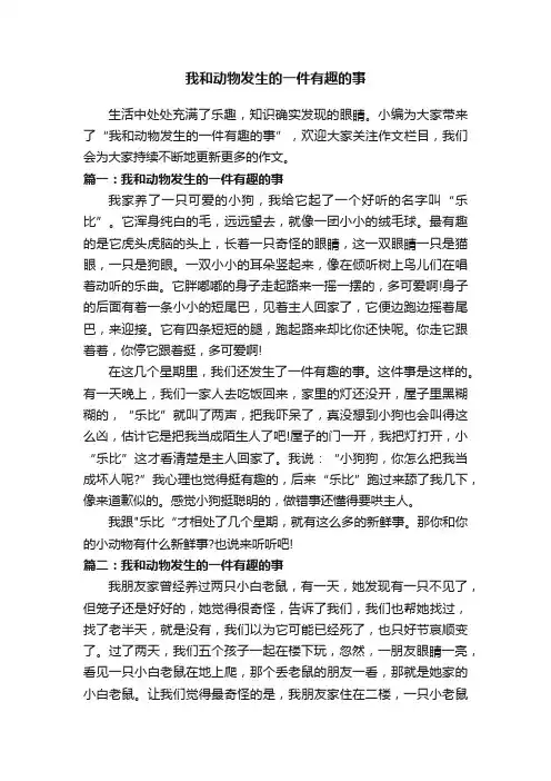 我和动物发生的一件有趣的事
