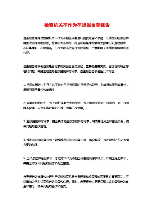 检察机关不作为不担当自查报告 (2)