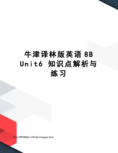 牛津译林版英语8bunit6知识点解析与练习