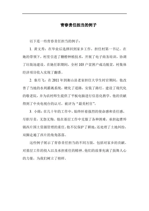 青春责任担当的例子