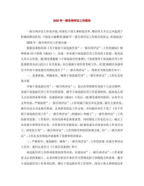 2020年一报告两评议工作报告