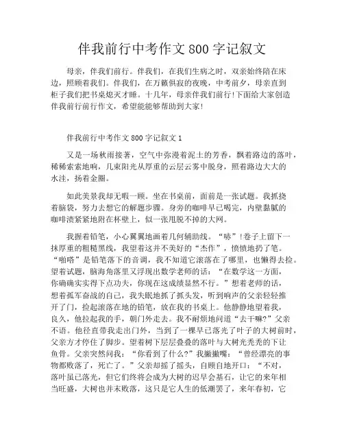 伴我前行中考作文800字记叙文