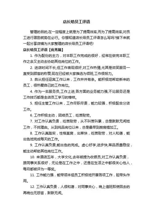 店长给员工评语