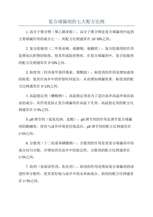 复合堵漏剂的七大配方比例