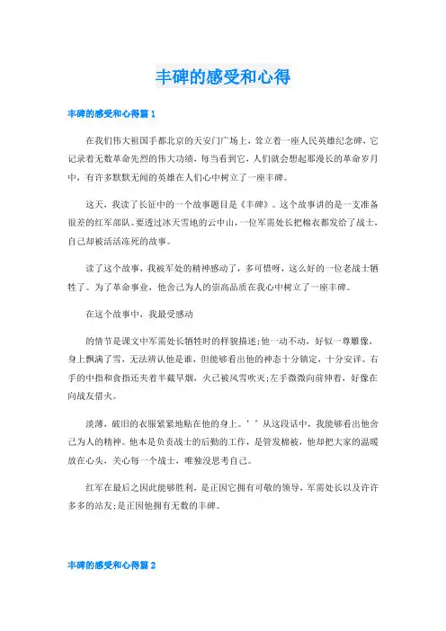 丰碑的感受和心得