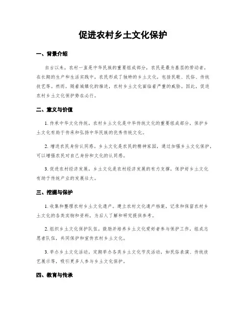 促进农村乡土文化保护