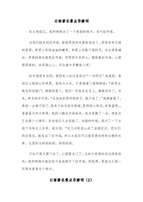 云南著名景点导游词（3篇）