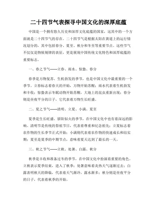 二十四节气表探寻中国文化的深厚底蕴