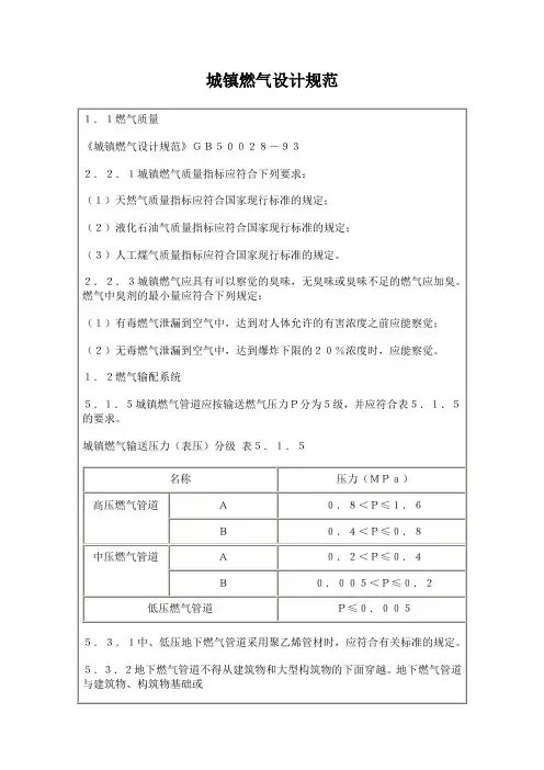 城镇燃气设计规范