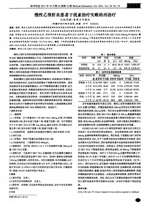 慢性乙型肝炎患者干扰素治疗失败的再治疗