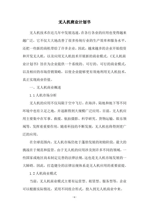 无人机商业计划书