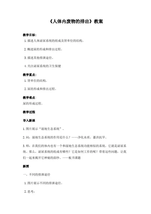 《人体内废物的排出》教案