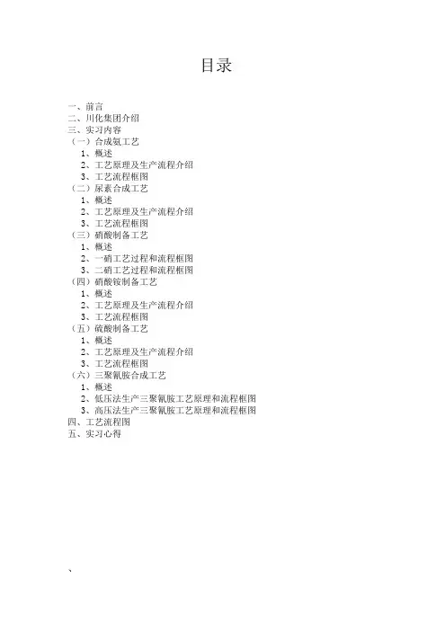 川化实习总结