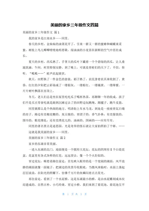 美丽的家乡三年级作文四篇