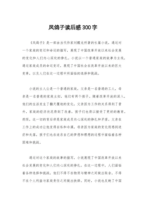 凤鸽子读后感300字